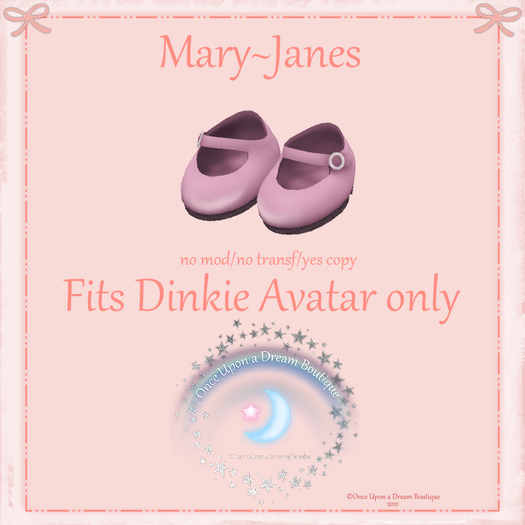 Second Life Marketplace OUD Pink MaryJanes for Dinkies